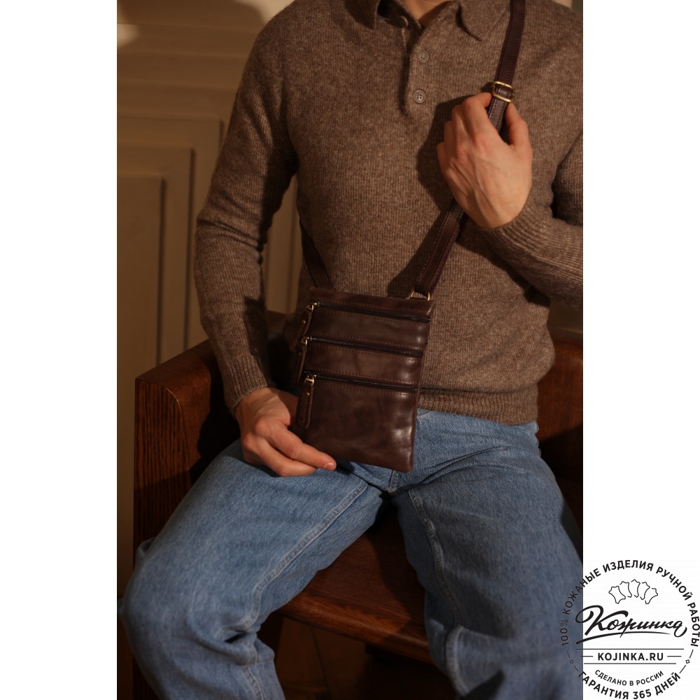 Кожаная сумка "Аллен макси" (чёрная)